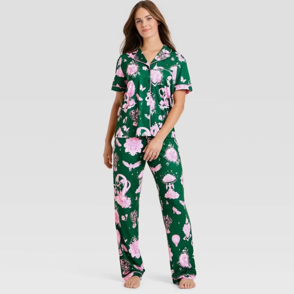 Wicked Other - 1X - Katie Kime x Wicked Green and Pink Graphic Pajama Set - NWT